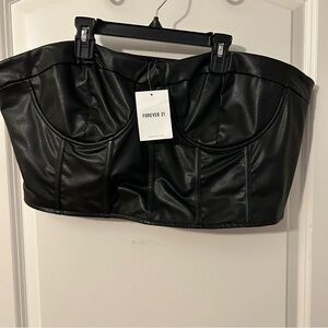 Fashion Nova Curve Forever 21 Plus Size Black Faux Leather Bustier Top